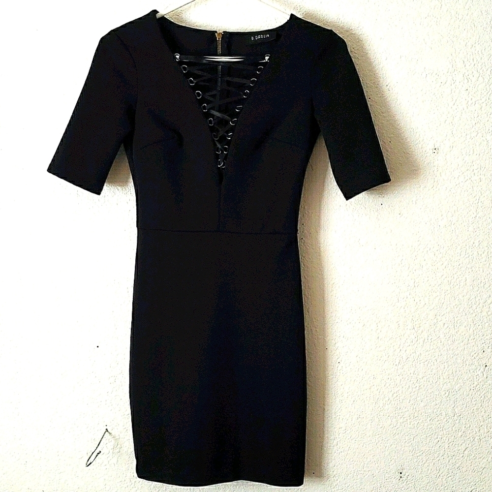 B Darlin Little Black Dress w/Laced Bodice Size 7